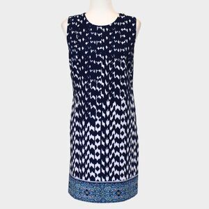 AB STUDIO Sleeveless Shift Dress Blue/White Size 8